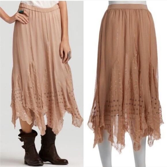 Free People Jagged Edge Beaded Asymmetrical Skirt - Picture 1 of 6